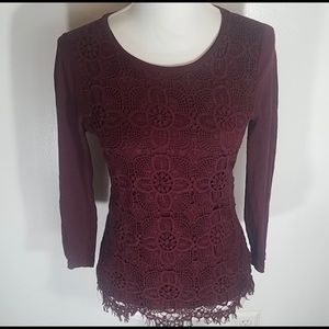 Long Sleeve Crochet Jcrew Top